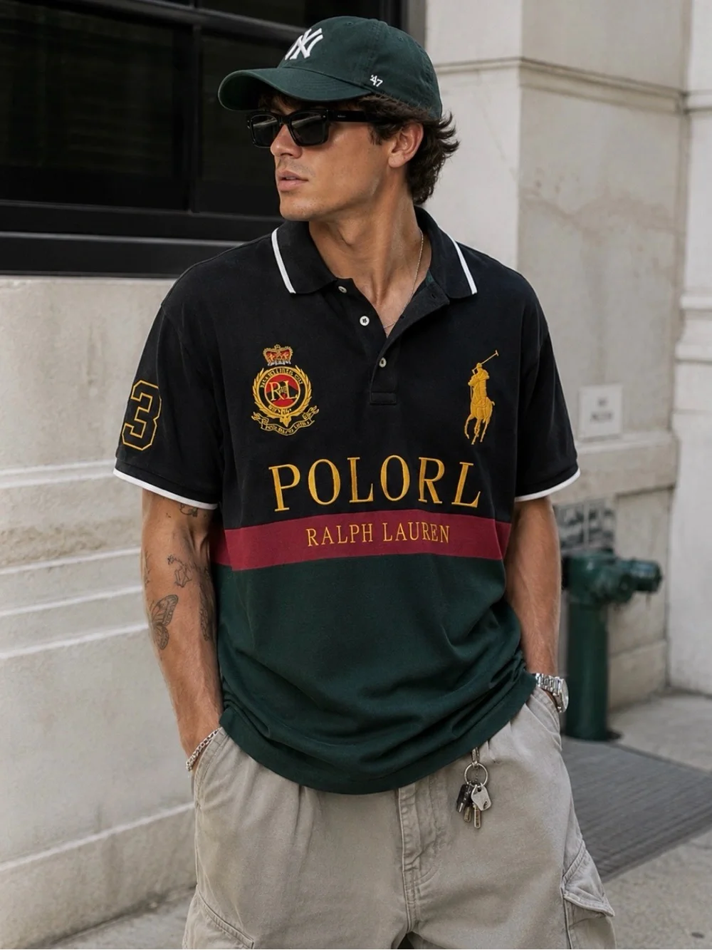 Ralph Lauren POLORL Big Pony Custom Slim Fit Colorblock Polo Shirt